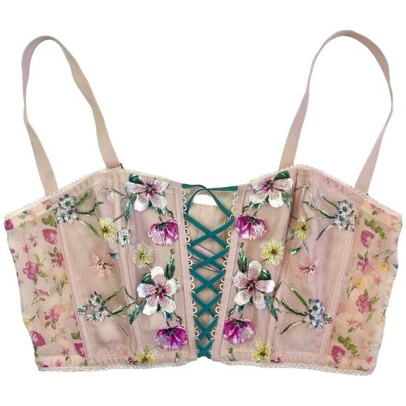 Victoria's Secret Other - Victorias Secret Dream Angles Floral Embroidered Bustier Corset Top XL Fairycore